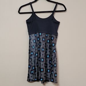 Vintage Victoria’s Secret Black Blue Geometric Skirt Mini Slip Dress, Womens XS